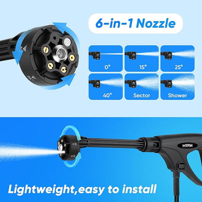 660PSI Portable Cordless Pressure Washer with Folding 3.4Gal Tank, 6-in-1 Nozzle, 7 Adjustable Pressure Levels, 7M Hose, Portable Sprayer with Wheels for Car Floor Wall Fence Cleaning (White)