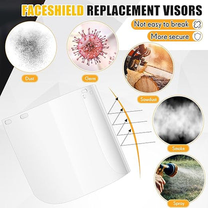 Kingdder 6 Pcs Clear Face Shield Replacement for Grinding and Cutting, 15x 8x 0.04 Inches Safety Faceshield Visors(PET,Edgeless)