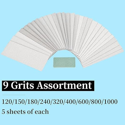 Dry Sandpaper Set,45 Sheets of 120 to 1000 Grit Sandpaper with Sanding Block Sander for Wood Furniture Finishing Metal Automotive Sanding Polishing