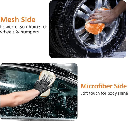 9Pcs Car Wash Detailing Kit Cleaning Kits,with Wash Mitt Wax Applicator Pad Tire Brush Sponge Microfiber Cleaning Cloths Glass Cleaning Cloth Car Cleaning Tools Kit for Interior, Exterior, Wheels