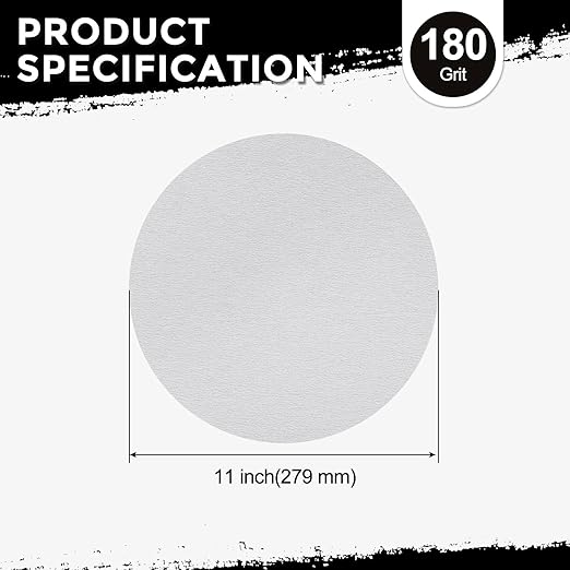 Kozelo 25 Pcs Sanding Discs 11 Inch 180 Grit Hook and Loop Random Orbital Sandpapers Suitable for Drywall Sander Wood Metal Furniture, White