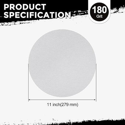 Kozelo 25 Pcs Sanding Discs 11 Inch 180 Grit Hook and Loop Random Orbital Sandpapers Suitable for Drywall Sander Wood Metal Furniture, White