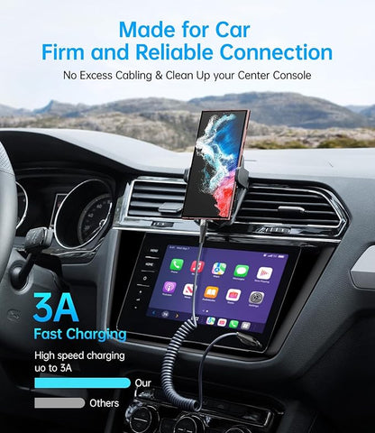 USB C to C Cable for Car 3FT&5FT, Coiled USB C Fast Charging Cable for iPhone 16 Short USB Type C Cable for iPhone 17/16/15/Pro Max/Plus/Samsung Galaxy S23, Compatible All Type C Devices-Black
