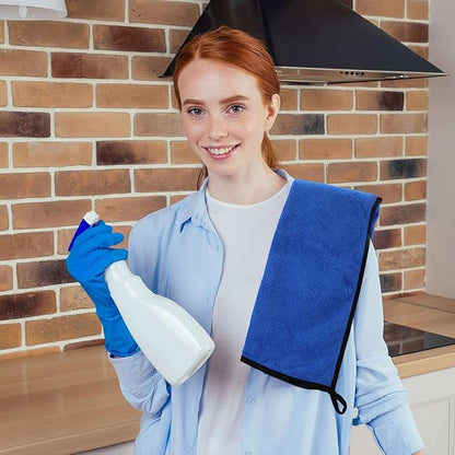 Tallew 80 Pcs Microfiber Towels 16 Inch x 16 Inch Microfiber Cloth Car Drying Towels for Cars Washing Polishing Office Windows Cleaning Household Supplies (Blue)