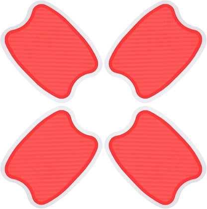 WORCAS 4Pcs Universal 3D Carbon Fiber Car Door Handle Paint Scratch Protector Sticker Auto Door Handle Cups Protective Pad(S-Red)