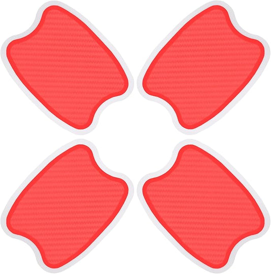 WORCAS 4Pcs Universal 3D Carbon Fiber Car Door Handle Paint Scratch Protector Sticker Auto Door Handle Cups Protective Pad(S-Red)
