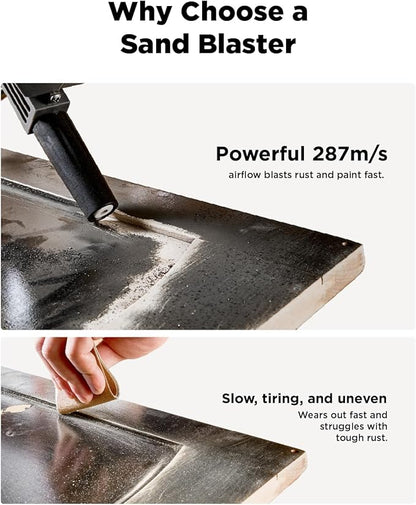 Inokraft Leak-Proof Portable Sand Blaster Gun Kit with Oil-Water Separator & Extension Nozzle,Mini Sandblaster for Rust & Paint Removal, Compatible with Aluminum Oxide, Sand, Walnut Shell & Soda