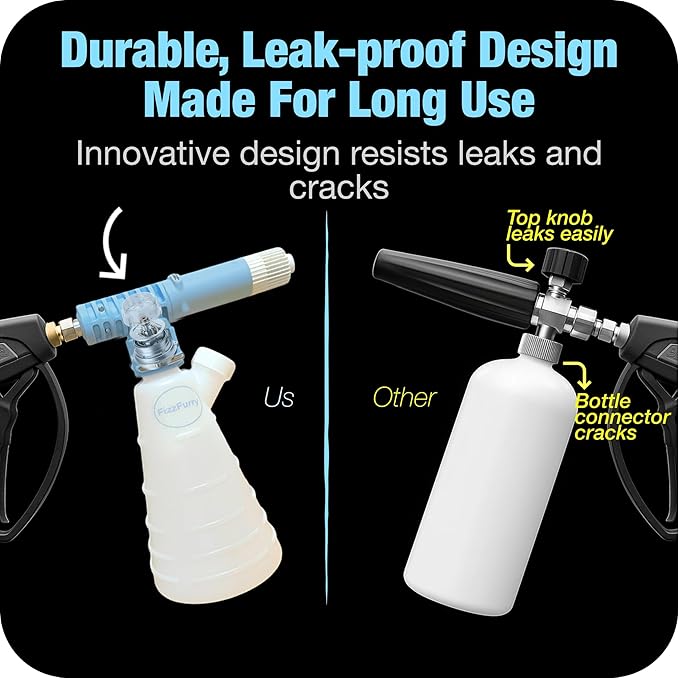 Upgraded Foam Cannon, Lightweight Car Wash Foam Cannon, Leak-Proof Construction, Fits 1/4 Inch Connector Pressure Washer, Easy Car Wash at Home
