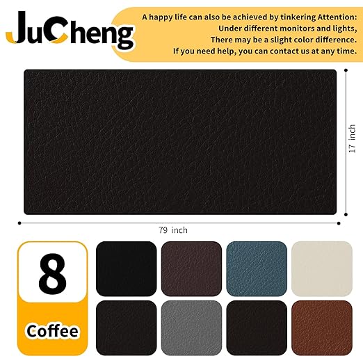 JuCheng Leather Repair Kit -Leather Repair Patch Self-Adhesive Waterproof Patch & Glue for Furniture, Car Seats, Sofa, Couch, Vinyl - Instant Fix for Tears & Scratches (Coffee, 17X79 inch)