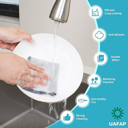 UAFAP 12 PCS Non Scratch Wire Dishcloth, Cleans Fast Without Scratching, Stands Up to Stuck-on Grime, Multi-Surface Safe, Wire Dishwashing Rag Cleaning Power for Everyday Jobs 7.87“ x 7.87”