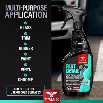 TRIAX Fast Detail - Ultimate Vehicle Waterless Wax, Polish & Cleaner - High Gloss, Water Shield, Non-Greasy, Deep Reflective Wet Look, 500 SPF UV Protection (1 Gallon)