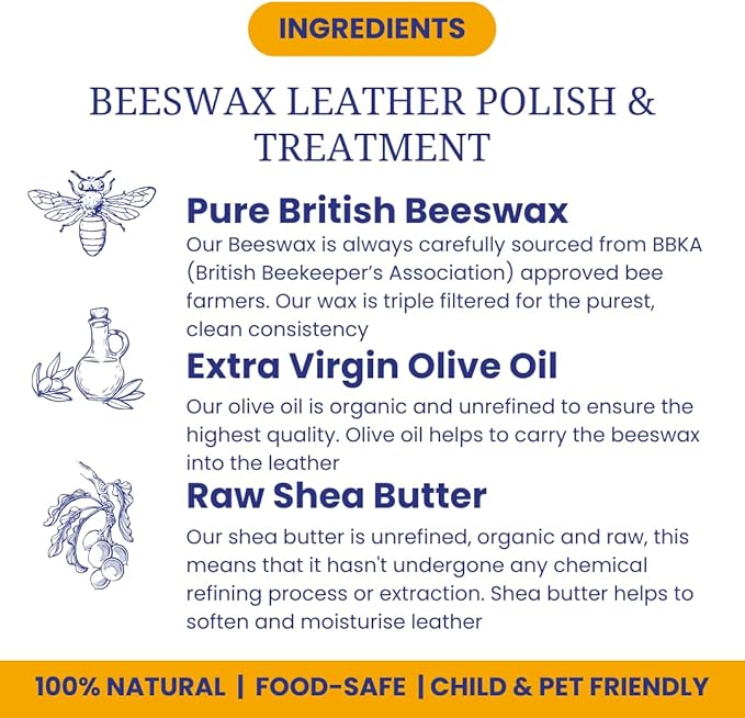 Premium Beeswax Leather Conditioner & Balm – Hand-Poured Natural Restorer for Boots, Bags, Jackets, Furniture, Car Seats & More – Cleans, Conditions & Protects – 1.0 Fl Oz