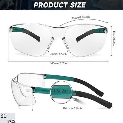 Salfboy Safety Glasses for Men Women ANSI Z87.1 Safety Glasses Bulk Protective Eyewear Scratch-Resistant