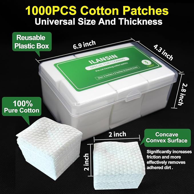 ILANSIN 3000/1500PCS Gun Cleaning Patches+CLP Oil,2"x2" Lint Free Gun Cleaning Cloth,Professional Wipes for Shot Pistol/All Caliber of Firearms.Store in Box Can Store Gun Cleaning Kit,Choose Your Set