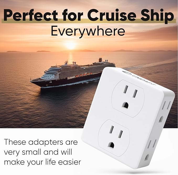 Multi Plug Outlet Splitter, Unidapt Multiple Outlets Extender Adapter with 6 AC Power Socket, Side Splitter Box, Wall Tap Plug Expander for Home Hotel Office Dorm Essentials 1-Pack, White