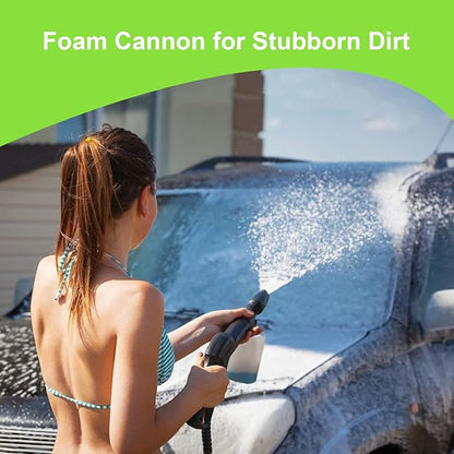 Pressure Cleaner High Power Cleaner with 4 Pressure Nozzle and Foam Cannon, powerCleaners for Home, Car Washing, Fence Cleaning, Patio, Green