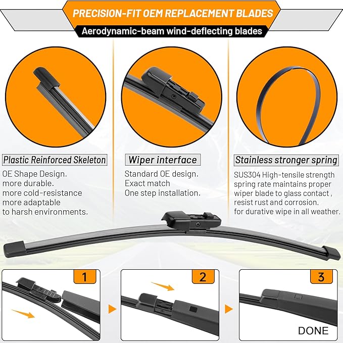 AUTOBOO 26"+18" Windshield Wipers with 11" Rear Wiper Blade Replacement for VW Volkswagen Golf GTI e-Golf 2021 2020 2019 2018 2017 2016 2015 -Original Factory Quality (Pack of 3)