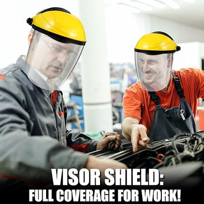Tellegloww 4 Pack Safety Face Shield for Grinding and Cutting, Full Impact Resistant Face Shield Mask for Work Chemical Woodworking (Yellow)