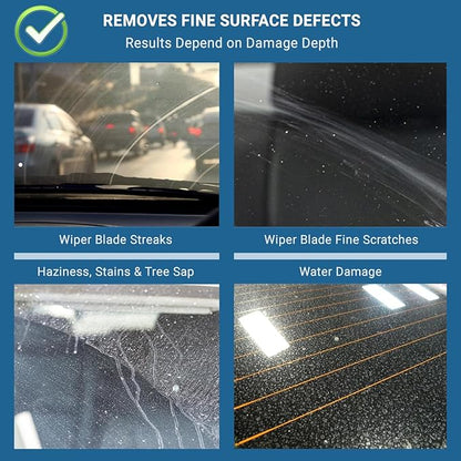 GLASS POLISH DIY 3” (75mm) Windshield Polishing Kit for Car Glass Restoration, Remove Wiper Blade Damage, Fine Scratches, Haziness, and Water Spots, Restore Glass Clarity and Shine