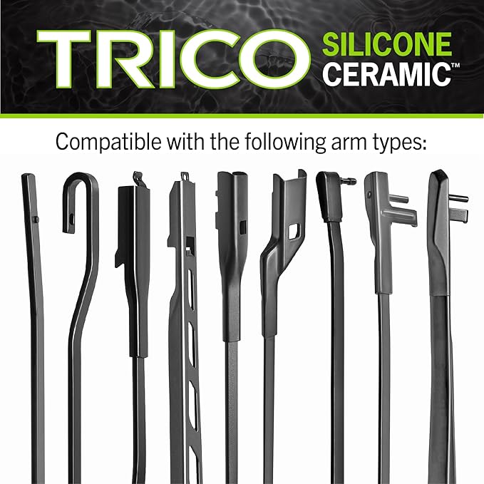 TRICO Silicone Ceramic Automotive Replacement Windshield Wiper Blade, Ceramic Coated Silicone Super Premium All Weather includes 24 inch & 16 inch Beam blades for Select Vehicle Models (90-2416)