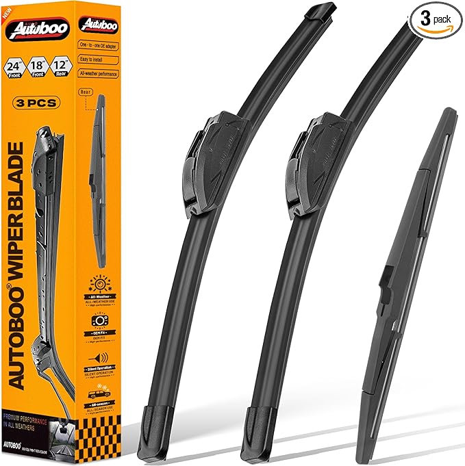 AUTOBOO 24"+18" Windshield Wipers Blades Replacement for Chevy Equinox GMC Terrain 2022-2025 with 12 Inch Rear Wiper Blade -Original Factory Quality (Pack of 3)