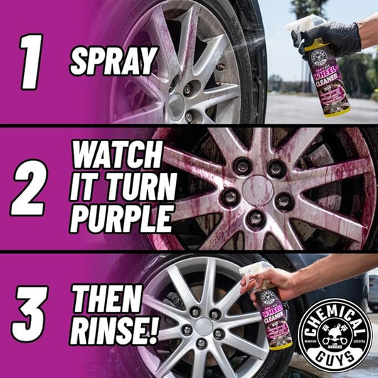 Chemical Guys Two Face Wheel Cleaner, Color Changing Wheel Cleaner, Safe for Cars, Trucks, SUVs, Motorcycles, RVs & More, 16 fl oz - CLD30316