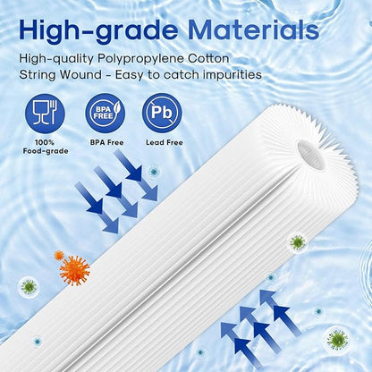 ICEPURE 20 Micron 20" x 4.5" Whole House Pleated Sediment Filter for Well Water, Remove Rust, Chlorine, Replacement Cartridge for ECP5-BB, AP810-2, HDC3001, SPC-45-1005 CP5-BB ECP1-20BB S1-20BB, 2PACK