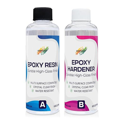 Epoxy Resin 16 Oz Kit – Low Viscosity, Clear High-Gloss Finish for Coating Wood, Concrete, Stone & More | Easy to Use, No Bubbles, Self-Leveling | Perfect for Arts & Crafts & More