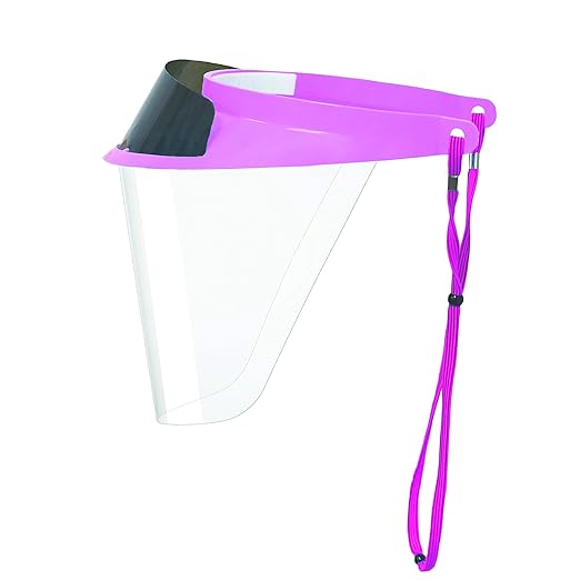 Pac-Dent iVisor Plus Reusable Face Shield Kit, Full Face Protective Shield with Anti-Fog Coating and Cinch Cord, Adjustable to Comfortably Fit All Head Sizes, Pink