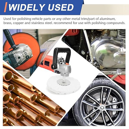 QZATTCAEN 8" Soft Airway Buffing Wheel White Flannel / 5/8'' Arbor Hole/Finish Polish Step for Angle Grinder - 2 PCS