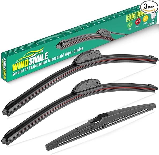 24" 18" 12" Windshield Wiper Blades Replacement for Hyundai Venue 2019 2020 2021 2022 2023 2024 2025 Premium All Weather Front Rear Wipers Set - OEM Quality (Pack of 3)