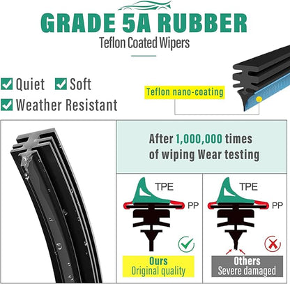 26" 20" 12" Windshield Wiper Blades Replacement for Hyundai Palisade 2020 2021 2022 2023 2024 2025 Premium All Weather Front Rear Wipers Set - OEM Quality (Pack of 3)
