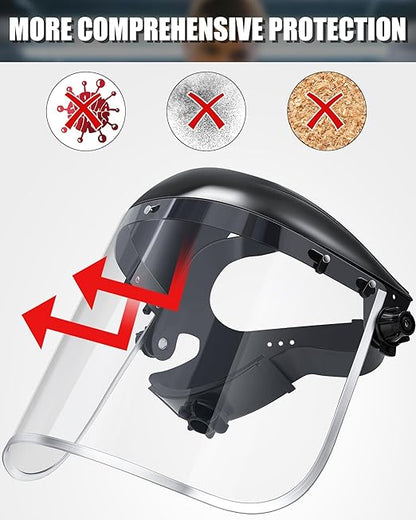 Copkim 24 Pack Safety Face Mask Shield for Grinding Clear Full Face Impact Resistant Safety PET Full Impact Resistant Mask Shield for Work Construction Cutting (PET Black)
