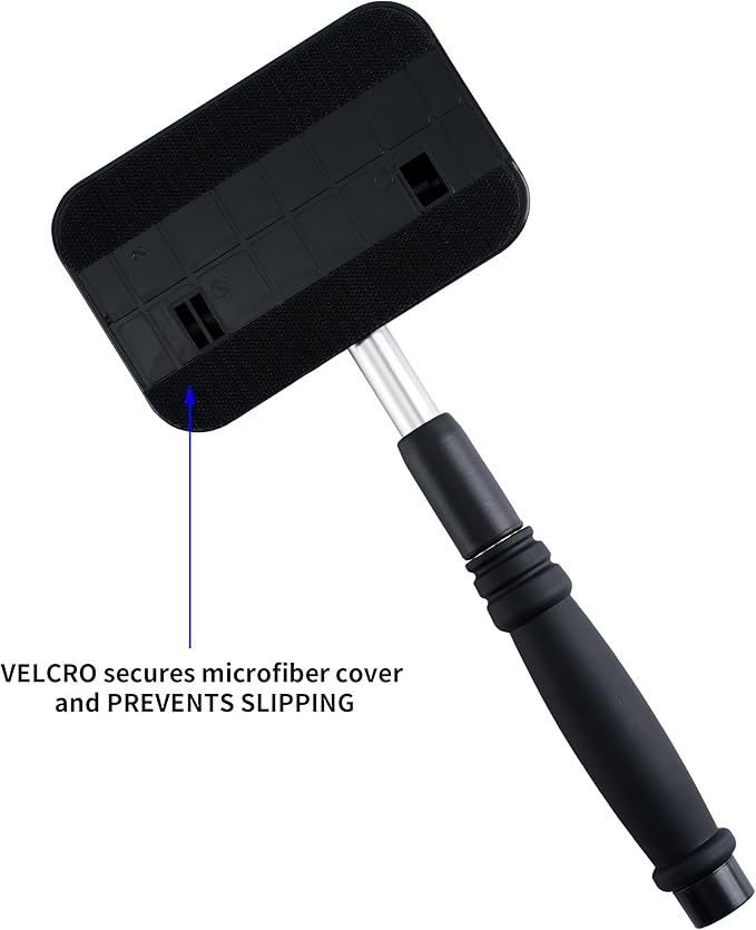 Polyte Pivoting Windshield Glass Cleaning Tool Extendable Aluminum Handle w/3 Premium Microfiber Covers