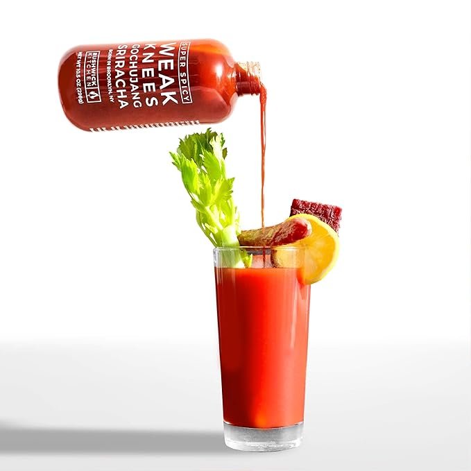 Weak Knees Super Spicy Gochujang Sriracha Hot Sauce, Bold Korean Gochujang Paste with a Kick & Fiery Heat from Habanero Peppers, Made in the USA, 10.5oz Squeeze Bottle