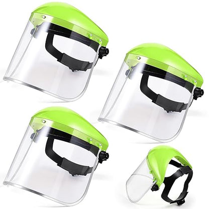 Copkim 3 Pack Safety Face Mask Shield for Grinding Clear Full Face Impact Resistant Safety PET Full Impact Resistant Mask Shield for Work Construction Cutting (Clear PET,Green)