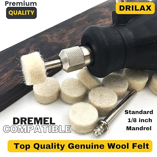 Drilax 100-Piece 1/2" Polishing & Buffing Wheel Kit with 2 Mandrels – Heavy-Duty Wheels 50% Thicker for Superior Durability – Compatible with Dremel Polishing Bits, Buffing Wheels & Jewelry Detailing
