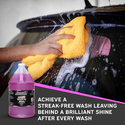 Lanes Car Wash and Wax - Car Wash and Wax in One, Grape Scented Car Wash, Safe for All Surfaces, Concentrated Soap Wax Formula (1 Gallon)
