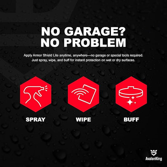 AvalonKing Armor Shield Lite Fast Ceramic Coating Spray – Ceramic Coating for Cars with 6-Month Hydrophobic Protection & Instant Gloss – Car Detailing Spray for Paint, Glass, Wheels & Trim 16 oz