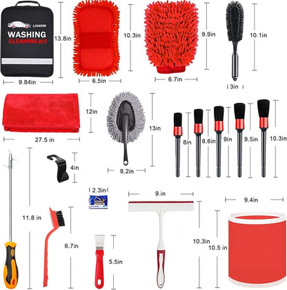 LIANXIN Car Wash Kit Car Wash Cleaning Kit Car Wash Foam Gun Sprayer Microfiber Sponge and Towels Car Foam Gun Tire Brush Collapsible Bucket Car Washing Kit
