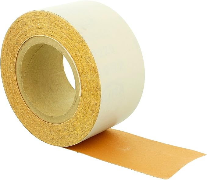 Dura-Gold Premium Gold 220 Grit PSA Longboard Sandpaper, 20 Yard Roll, 2-3/4" Wide, Self Adhesive Stickyback, Woodworking & Automotive Sandpaper Roll, Air File Sand Paper, Auto Sanding Blocks