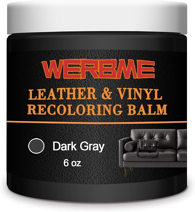 WERBME Leather Recoloring Balm & Color Restorer - Multipurpose Dye & Paint for Faded Leather Couches, Car Seats, Shoes | Fix Scratches on Clothing, Furniture & Accessories(Dark Gray)