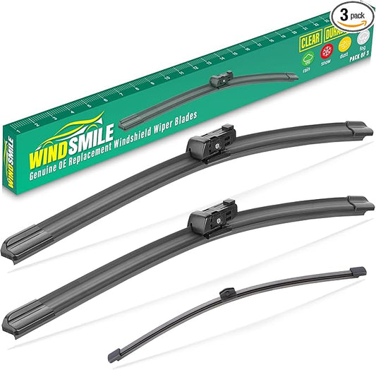 24" 20" 13" Windshield Wiper Blades Replacement for 2019-2024 Audi Q3 / 2009-2017 Audi Q5 SQ5 / 2017-2024 Porsche Panamera Premium All Weather Front Rear Wipers Set - OEM Quality (Pack of 3)