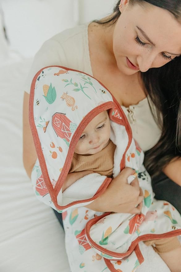 Copper Pearl Hooded Bath Towels Premium Knit/Terry Cloth Baby Towels with Hood, Pockets, and Cool Designs - Great to Gift and Make Bath Time Fun - Baby Bath Towel, Farmstead