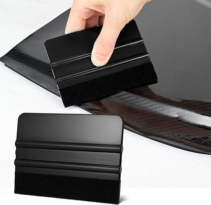 NEWISHTOOL 100 PCS Felt Squeegee for Vinyl - Flexible Plastic Squeegee with Fabric Felt for Vinyl Wrap Application, Bubble Removal, Sign Making, Graphic Decal Installing & Car Wrapping Scraper Tool