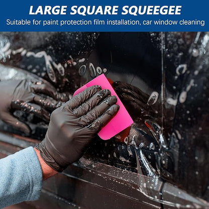 4 Pcs PPF Squeegee Soft Silicone Rubber Scraper, Anti Scratch TPU Coating Scraper for Car Vinyl Paint Protection Film Installation, Vinyl Wrap and Window Tint Windshield Glass Cleaning Kit, 4 Sizes