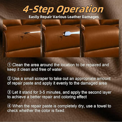 Jughozu Leather Repair Kit for Furniture, Sofa, Jacket, Car Seats & Purse, Vinyl Repair Kit with Easy Instructions. Fix Tears, Scratches, Holes & Peeling on Genuine, Faux, Bonded.(Brown)