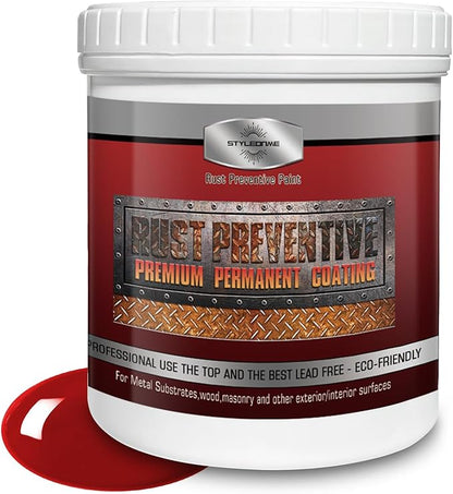 styleonme Water-based metallic paint, Anti-Rust Paint, Red 32 Fl Oz, Metal Primer & Preventive Coating, Rust Preventive Paint, Stop Rust and Corrosion Permanently (High-Gloss)
