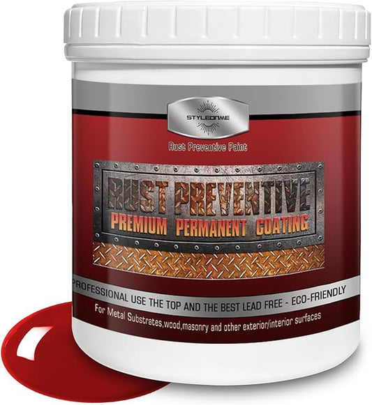 styleonme Water-based metallic paint, Anti-Rust Paint, Red 32 Fl Oz, Metal Primer & Preventive Coating, Rust Preventive Paint, Stop Rust and Corrosion Permanently (High-Gloss)