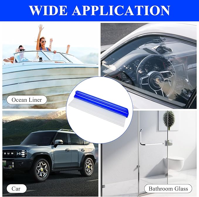 Supkiir 4 Pack 12” Silicone Car Drying Squeegee, 3-Layer T-Bar Water Blade Professional Automotive Water Wiper, Car Windshield Squeegee Flexible Water Blade Squeegee for Car Window Glass Bathroom